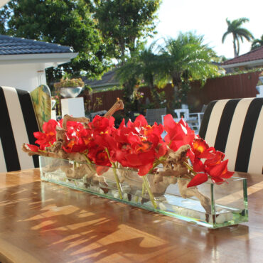 Cachepô de vidro  Casa Moderna com Cymbidiums Vermelhos