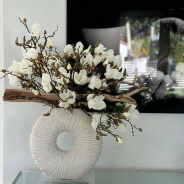 Vaso Eternity Médio com Bonsai Pendente e Driftwood