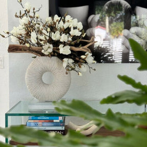 Vaso Eternity Médio com Bonsai Pendente e Driftwood