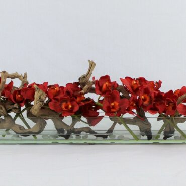 Cachepô de vidro  Casa Moderna com Cymbidiums Vermelhos