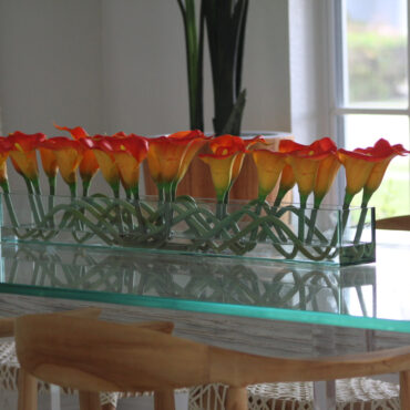 Cachepô de vidro  Casa Moderna com Lírios Calla Manga