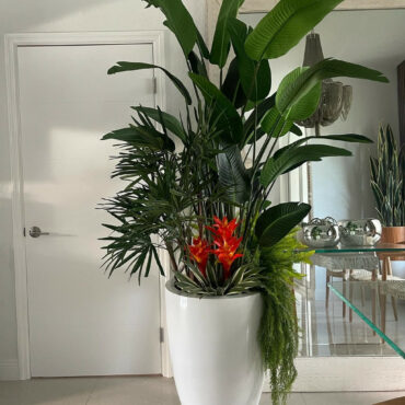 Mix de Plantas Tropicais em Vaso Brannan Branco Brilhante