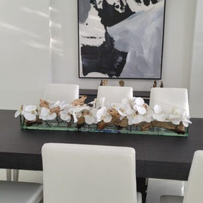 Cachepô de vidro  Casa Moderna com Orquídeas Phalaenopsis Brancas